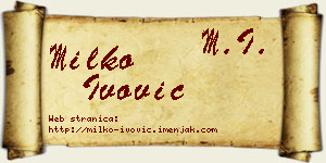 Milko Ivović vizit kartica